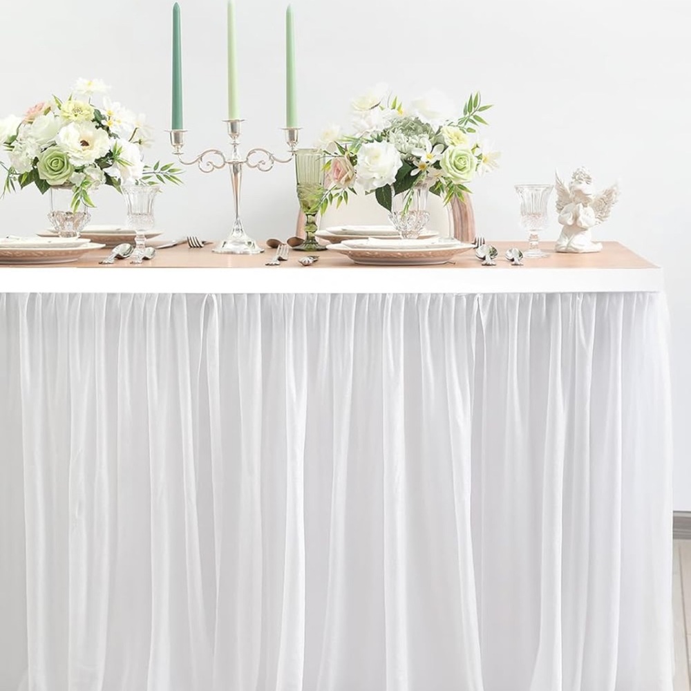 1 Pack White Table Skirt 72 x 30” Pleated Ruffle Wedding Birthday Party Bridal - Picture 6 of 6